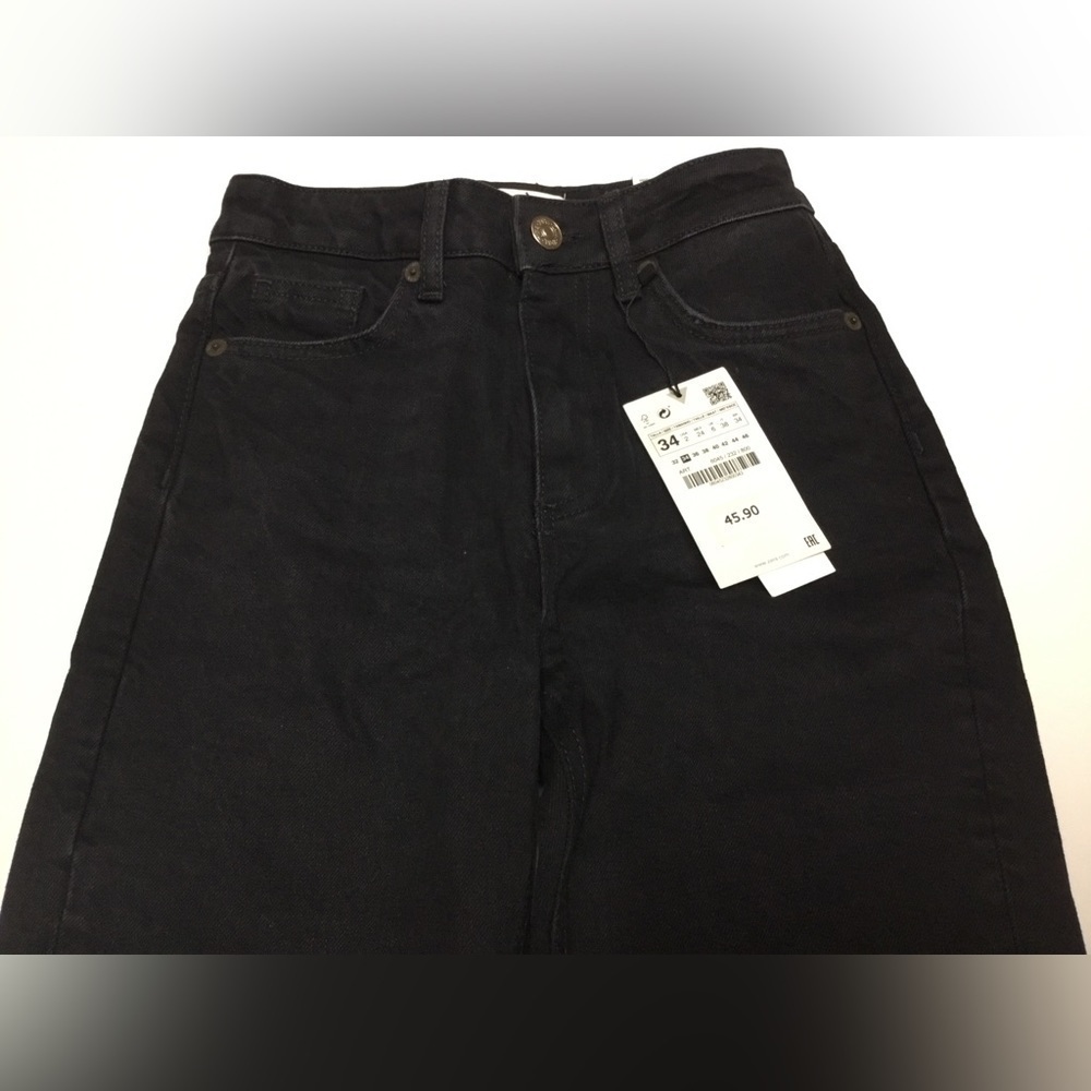 NWT ZARA High Rise Ankle Length Black Jeans. Size 2 - Picture 5 of 9